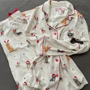 SUPER CUTE P.J Salvage PAJAMA Set with Xmas Theme Doggies Small NewWT